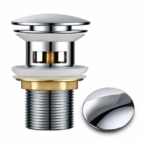 Bonde de lavabo VALEN en chrome poli, corps ajouré pour vasque avec trop-plein