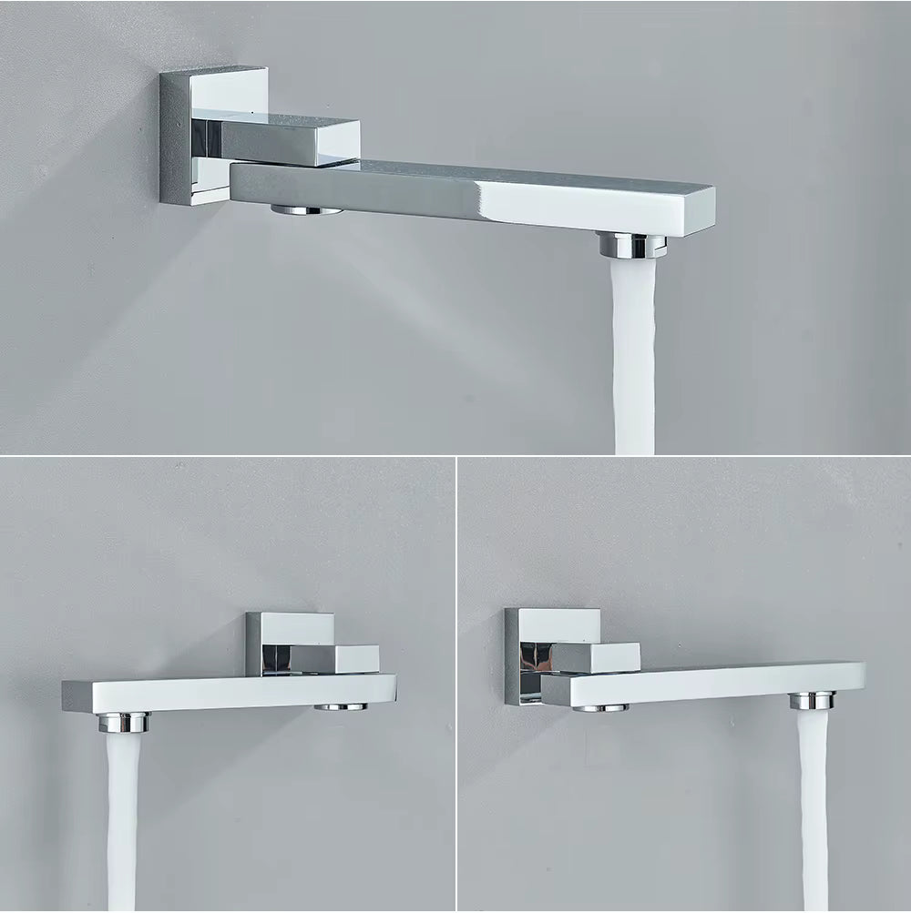 Bec et commandes de l'ensemble de douche HAVNA chromé, vues de détail