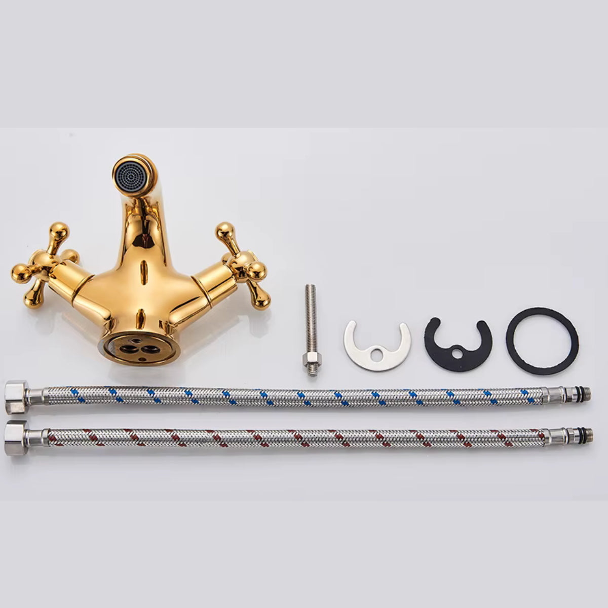 Contenu du colis du robinet de bidet KIVRA : robinet, flexibles, fixations et joints