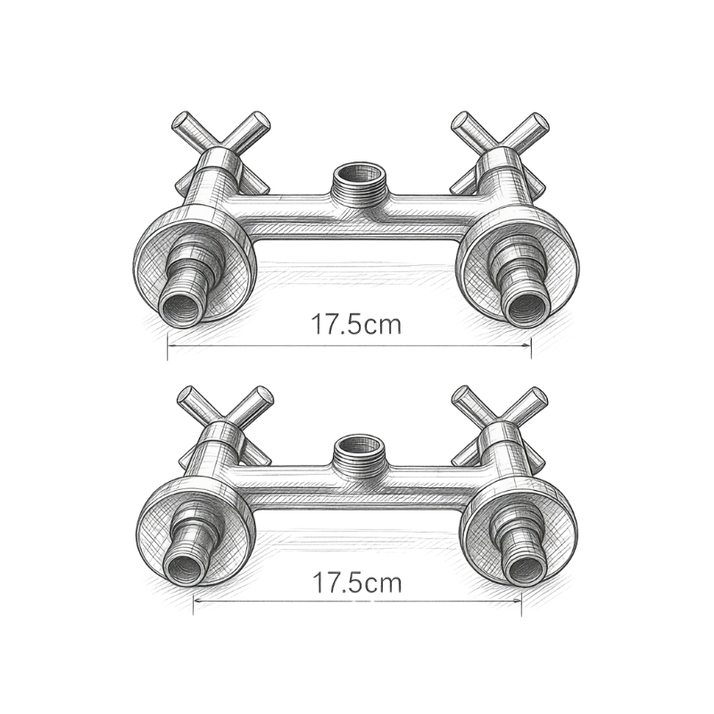 Entraxe de fixation de 17,5 cm du robinet de cuisine mural KALDEN