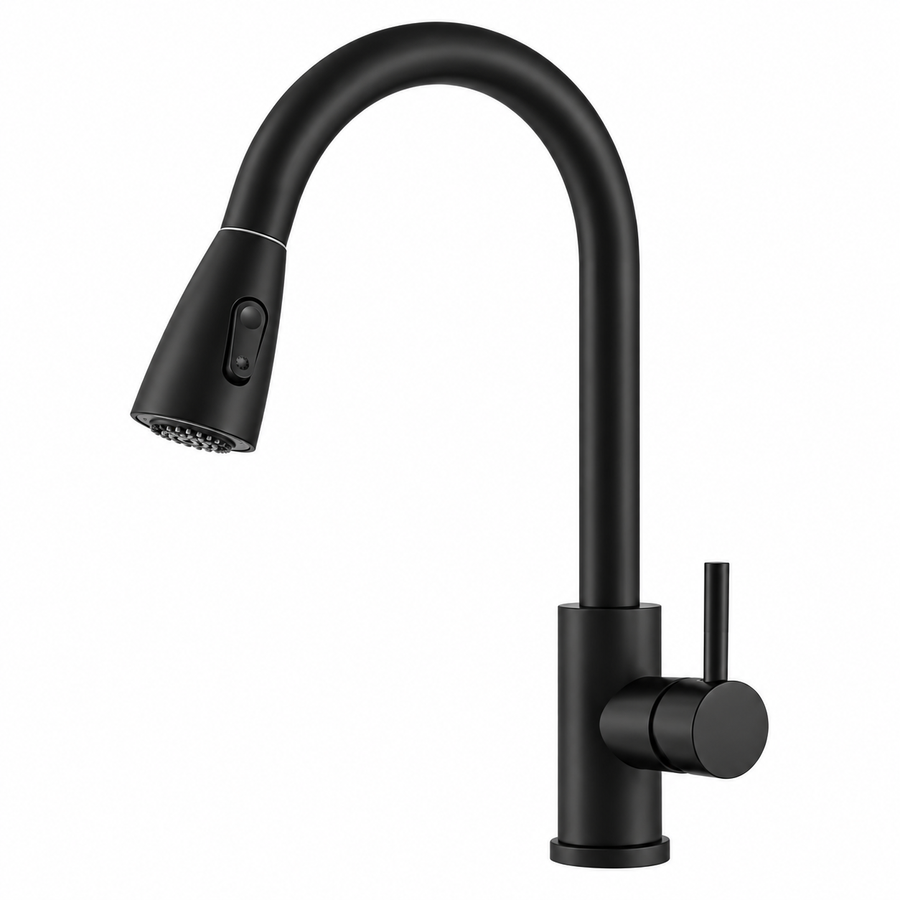 Robinet de cuisine noir à douchette extractible | ODVAR
