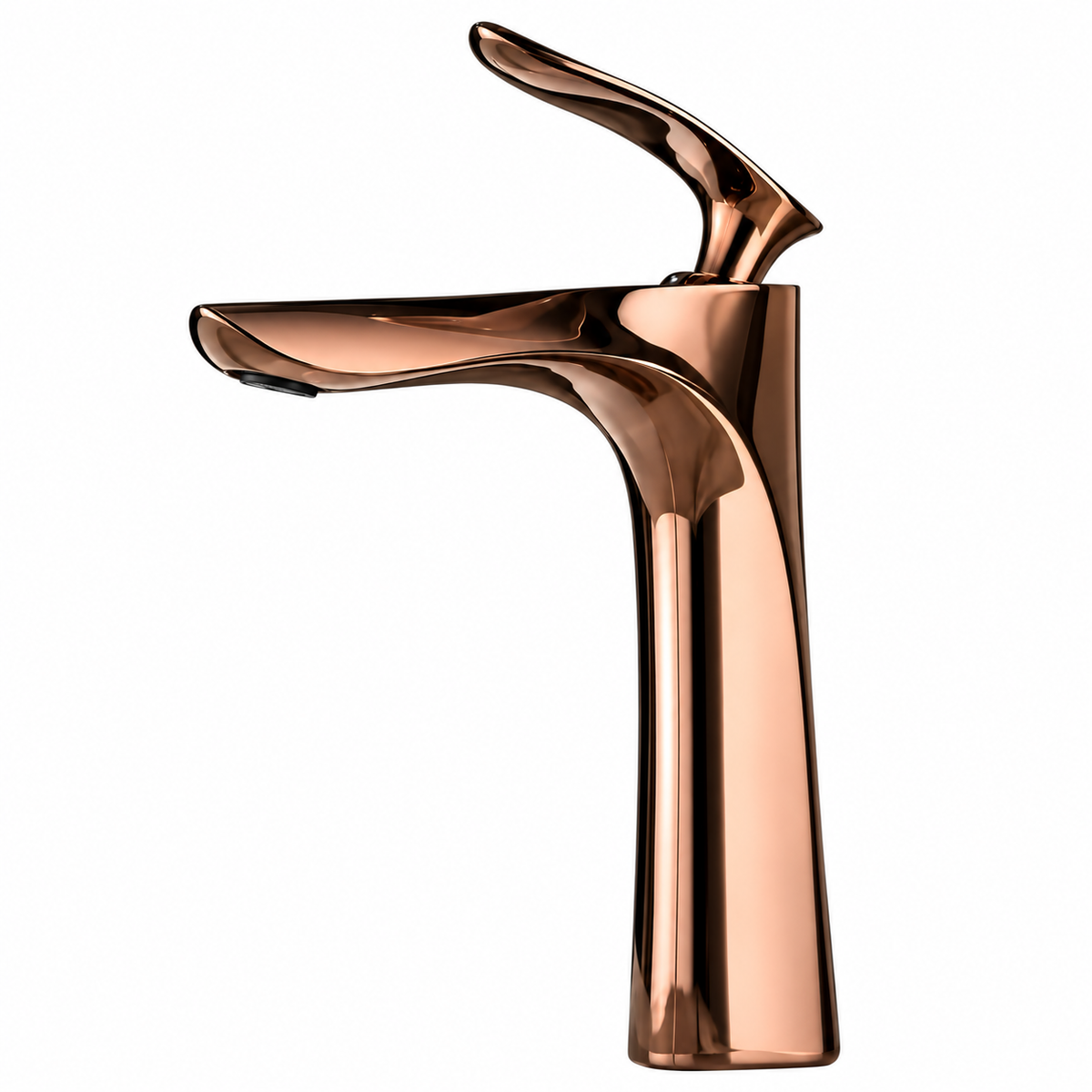 Robinet de lavabo OSVIK or rose, modèle haut, vue de face sur fond blanc