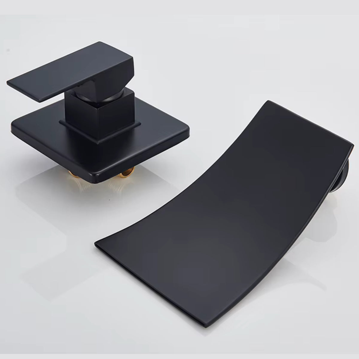 Bec cascade et plaque de commande du robinet de lavabo mural RUNAV noir